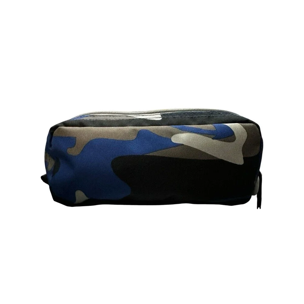 L.L.Bean Blue Camo Zipper Polyester Pencil Case, Cable Organizer, Pouch